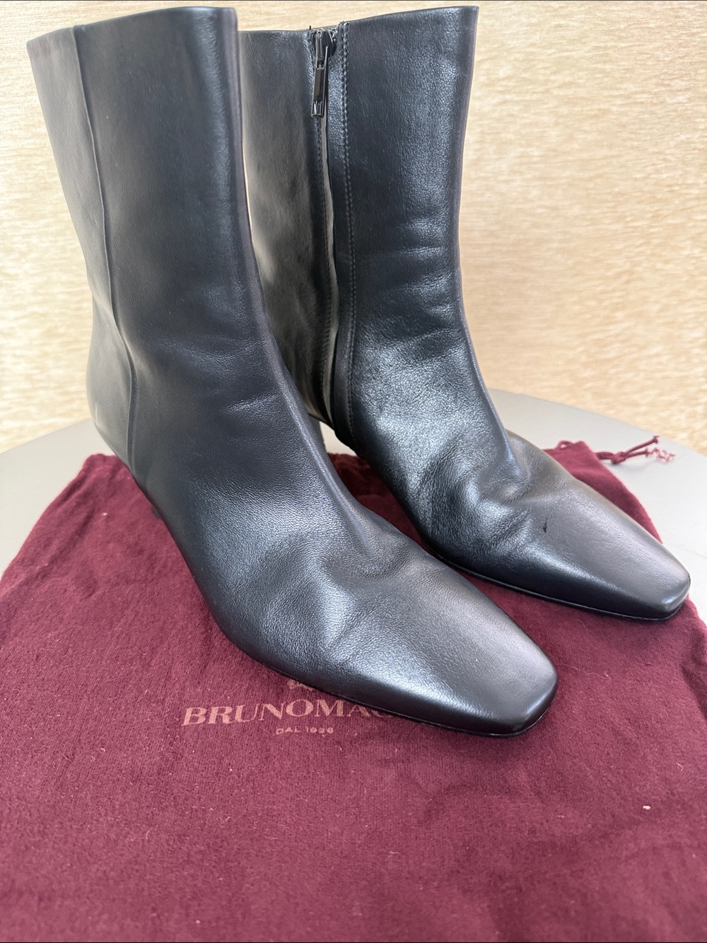 Bruno Magli Black Leather Mid-Calf Ankle Boots size 41